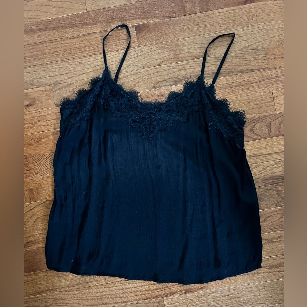 Abercrombie & Fitch Black Lace Trim Satin Cami Top